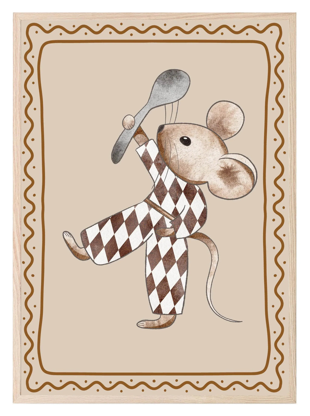 Mouse Print | Beige | Nursery Wall Art - Larosier Prints