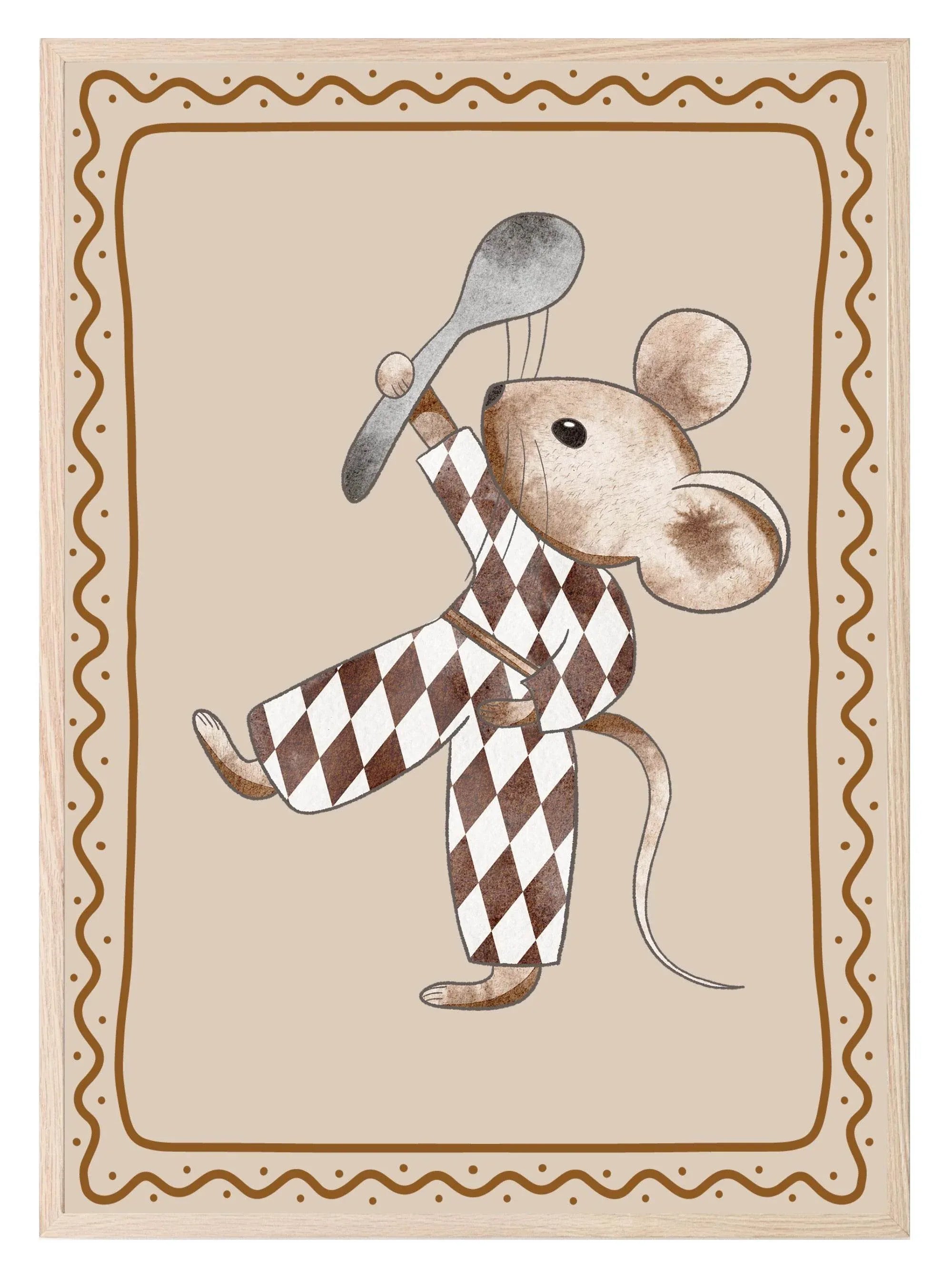Mouse Print | Beige | Nursery Wall Art - Larosier Prints
