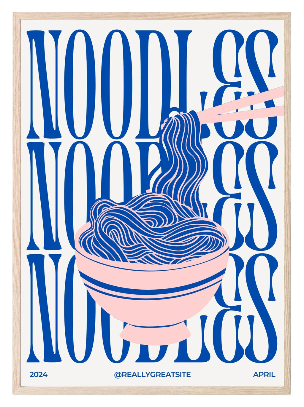 Noodles Print | Blue & Pink | Kitchen Art - Larosier Prints