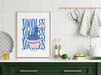 Noodles Print | Blue & Pink | Kitchen Art - Larosier Prints