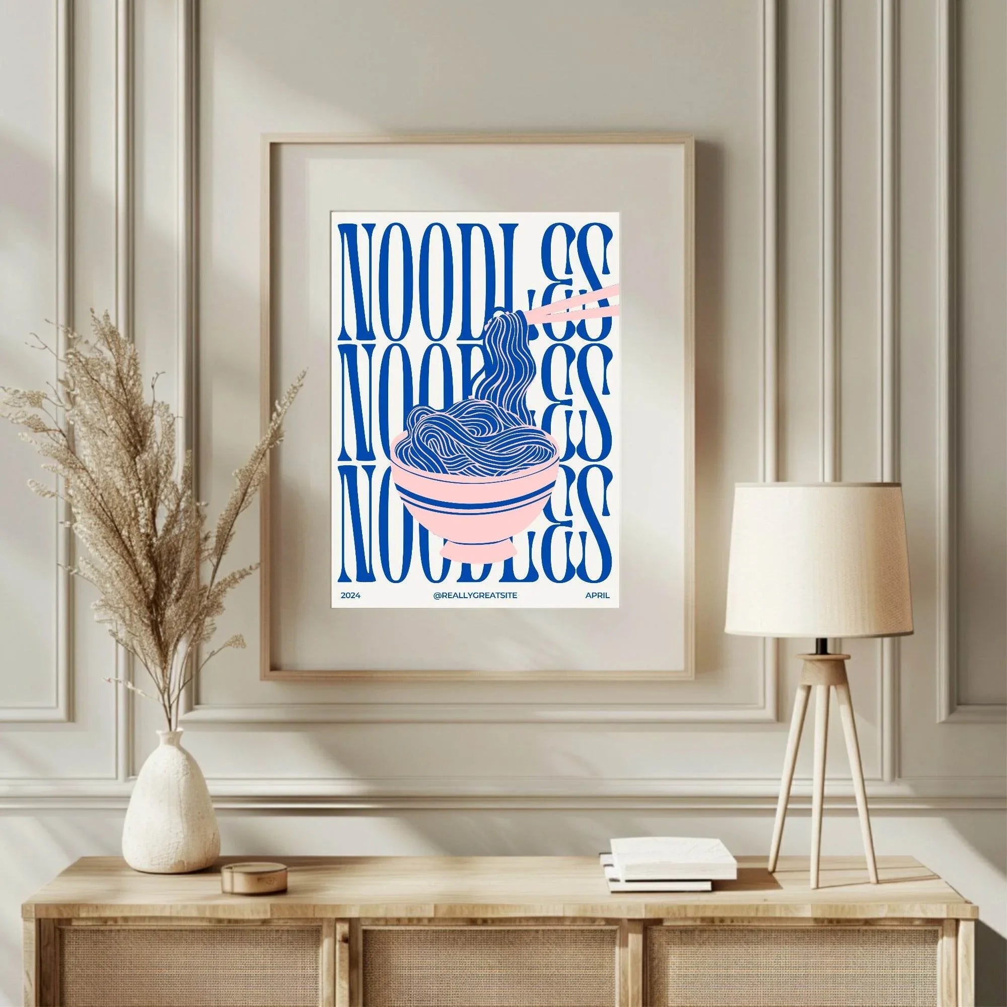 Noodles Print | Blue & Pink | Kitchen Art - Larosier Prints