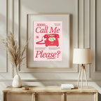 So Call Me Please Print | Pink & Red | Coquette Art - Larosier Prints