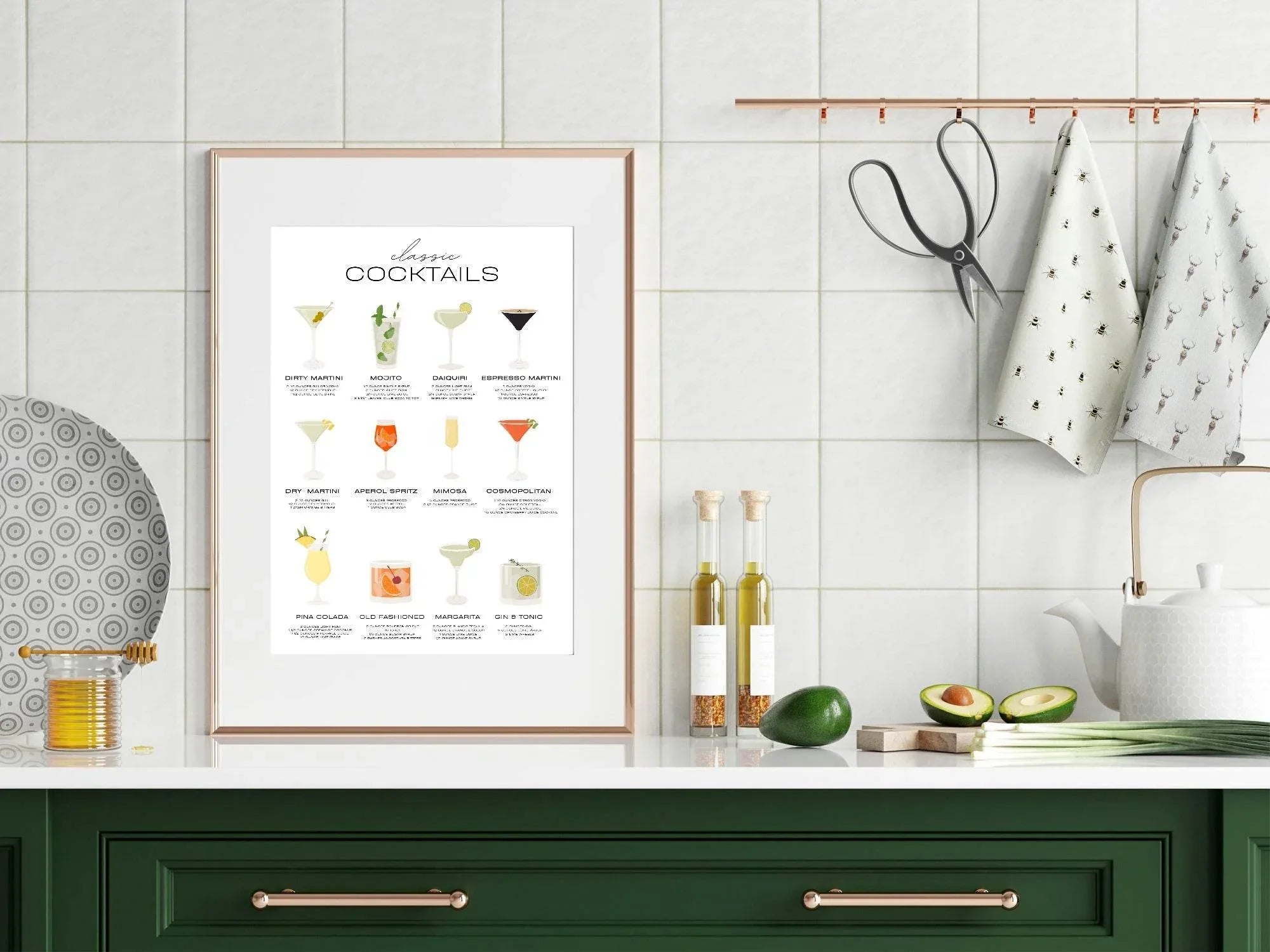 Classic Cocktails Print | Kitchen Art - Larosier Prints