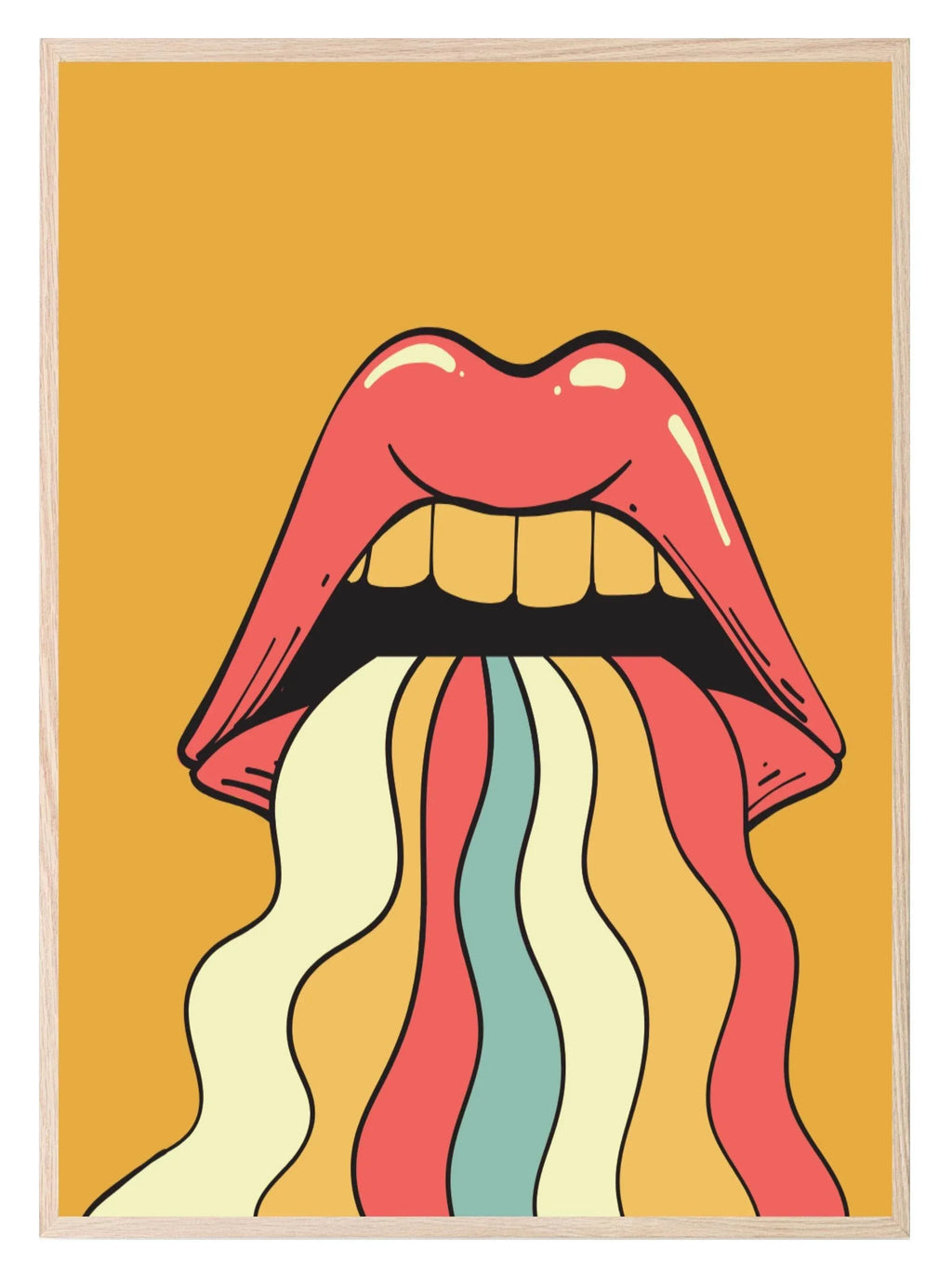 Rainbow Lips Print | Orange | Girl Power Wall Art - Larosier Prints