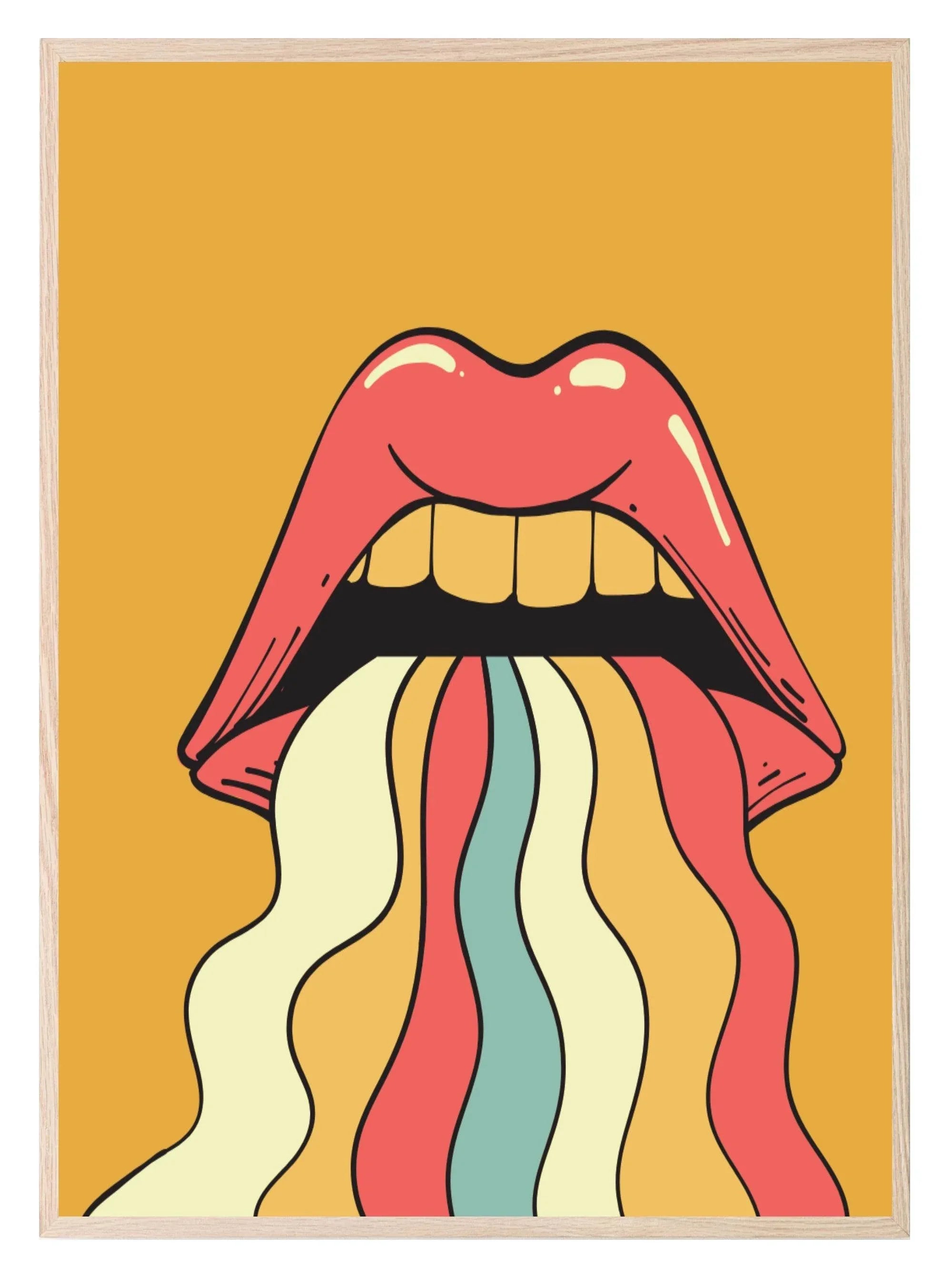 Rainbow Lips Print | Orange | Girl Power Wall Art - Larosier Prints