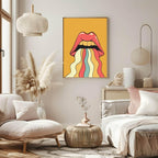 Rainbow Lips Print | Orange | Girl Power Wall Art - Larosier Prints