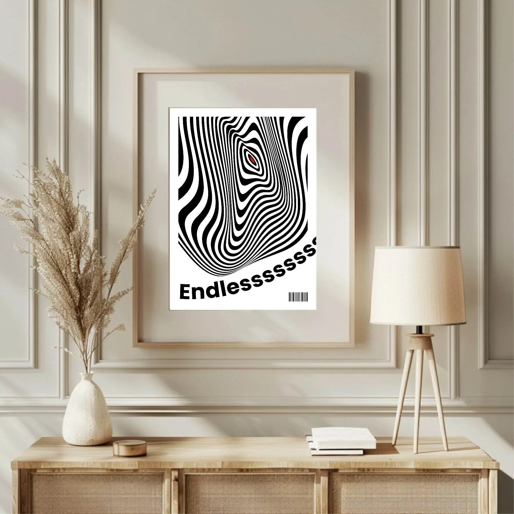Endless Print | Barcode | Optical Illusion | Monochrome | Abstract Wall Art - Larosier Prints