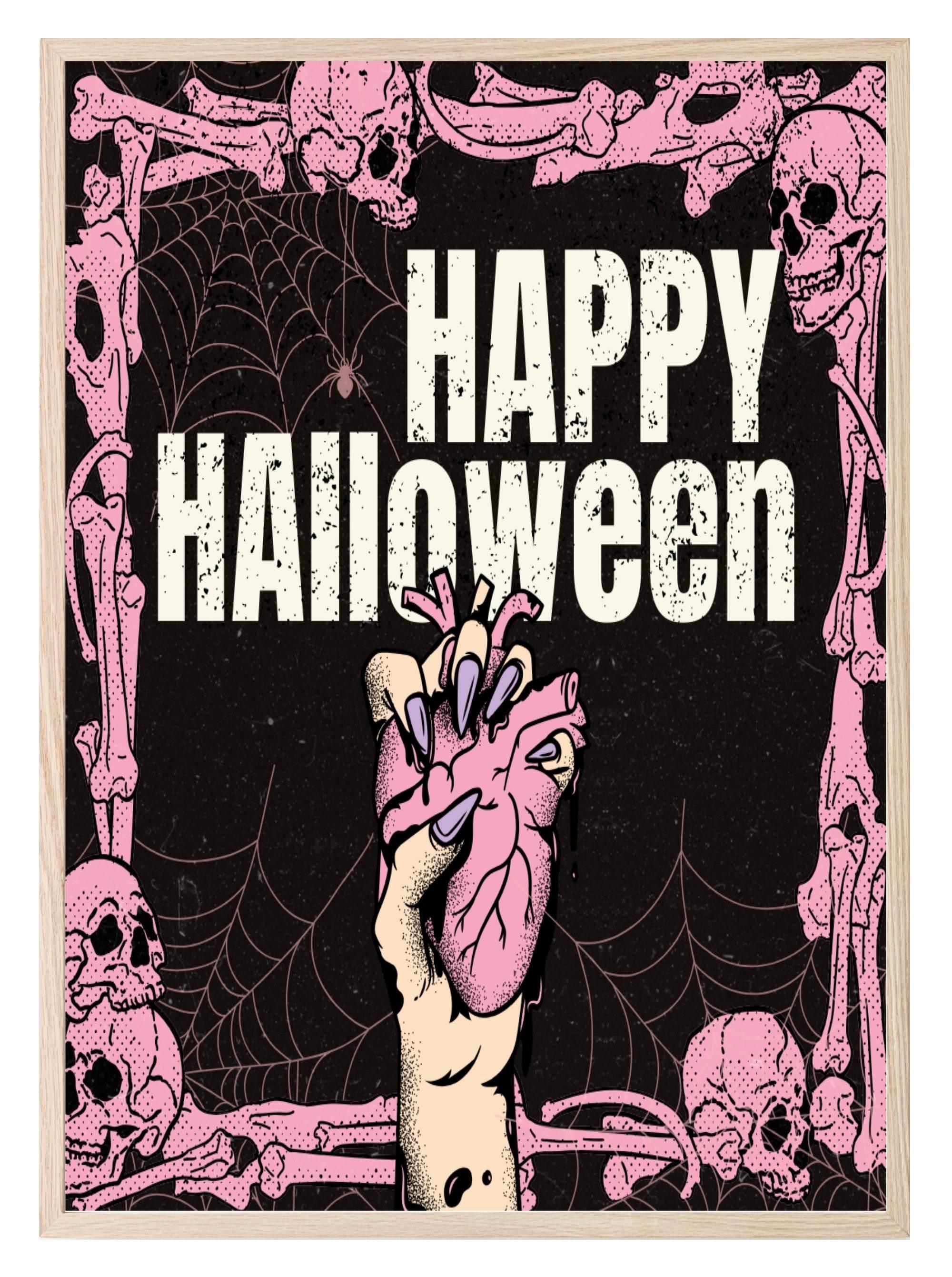 Happy Halloween Print | Heart In Hand Wall Art - Larosier Prints