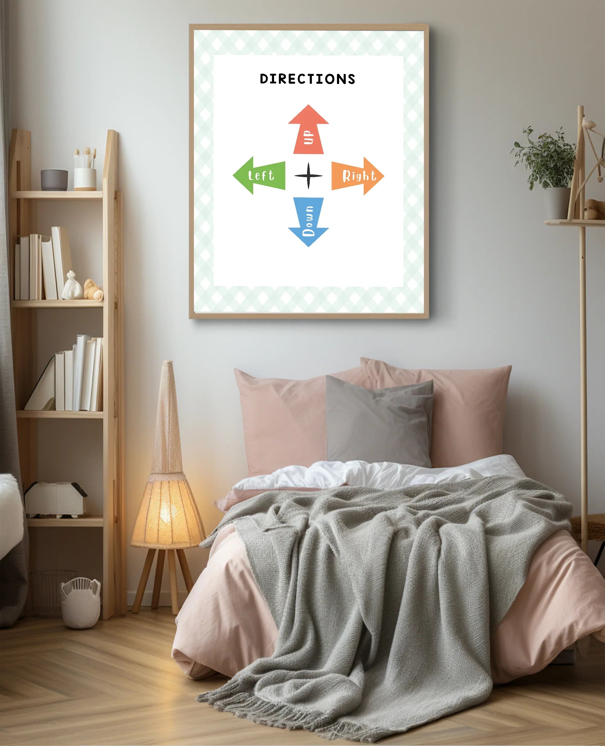 Pastel Plaid Directions Wall Art Poster| Blue, Pink or Mint Green - Larosier Prints