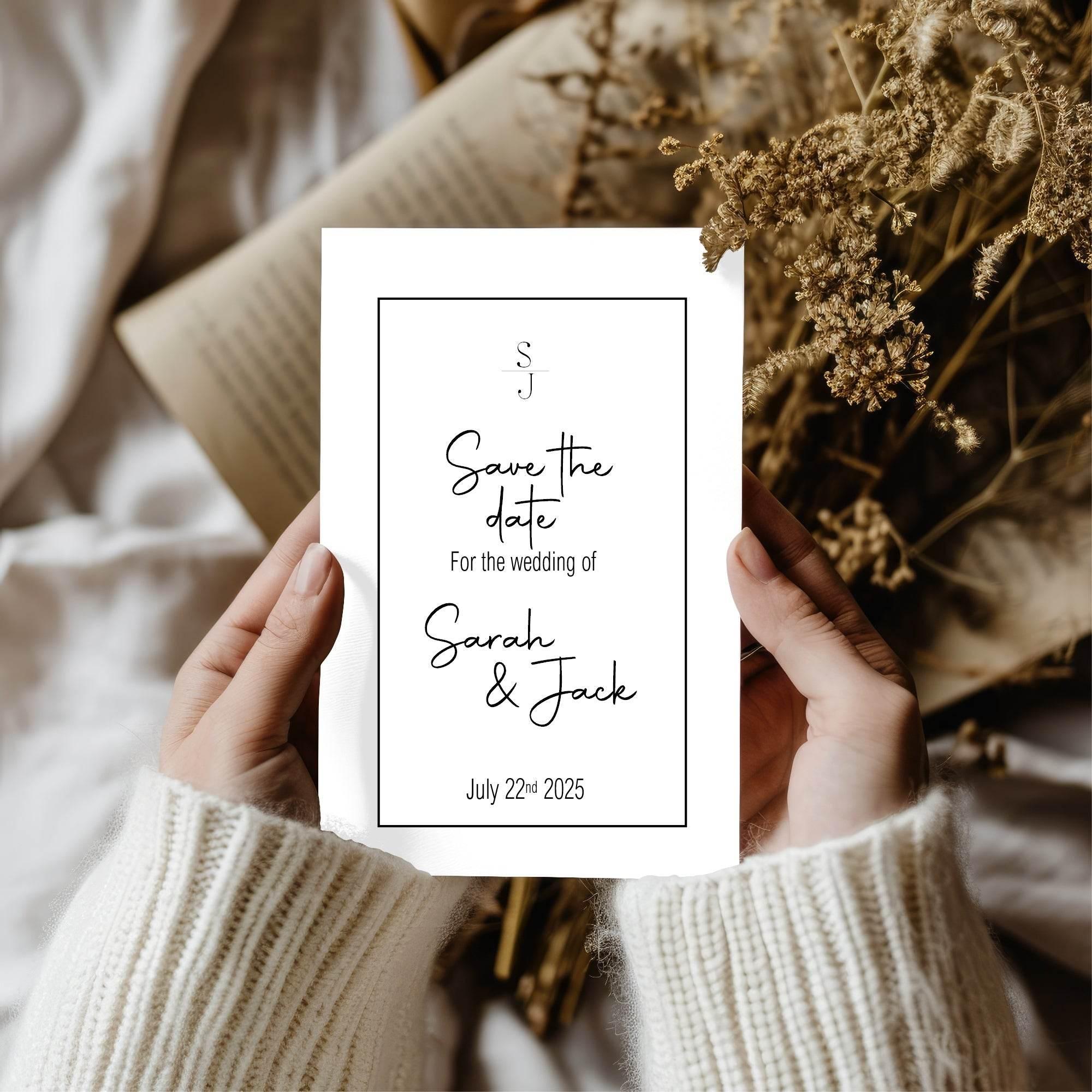 Minimalist Save The Date Wedding Party Cards & Envelopes | Pack of 10 - Larosier Prints