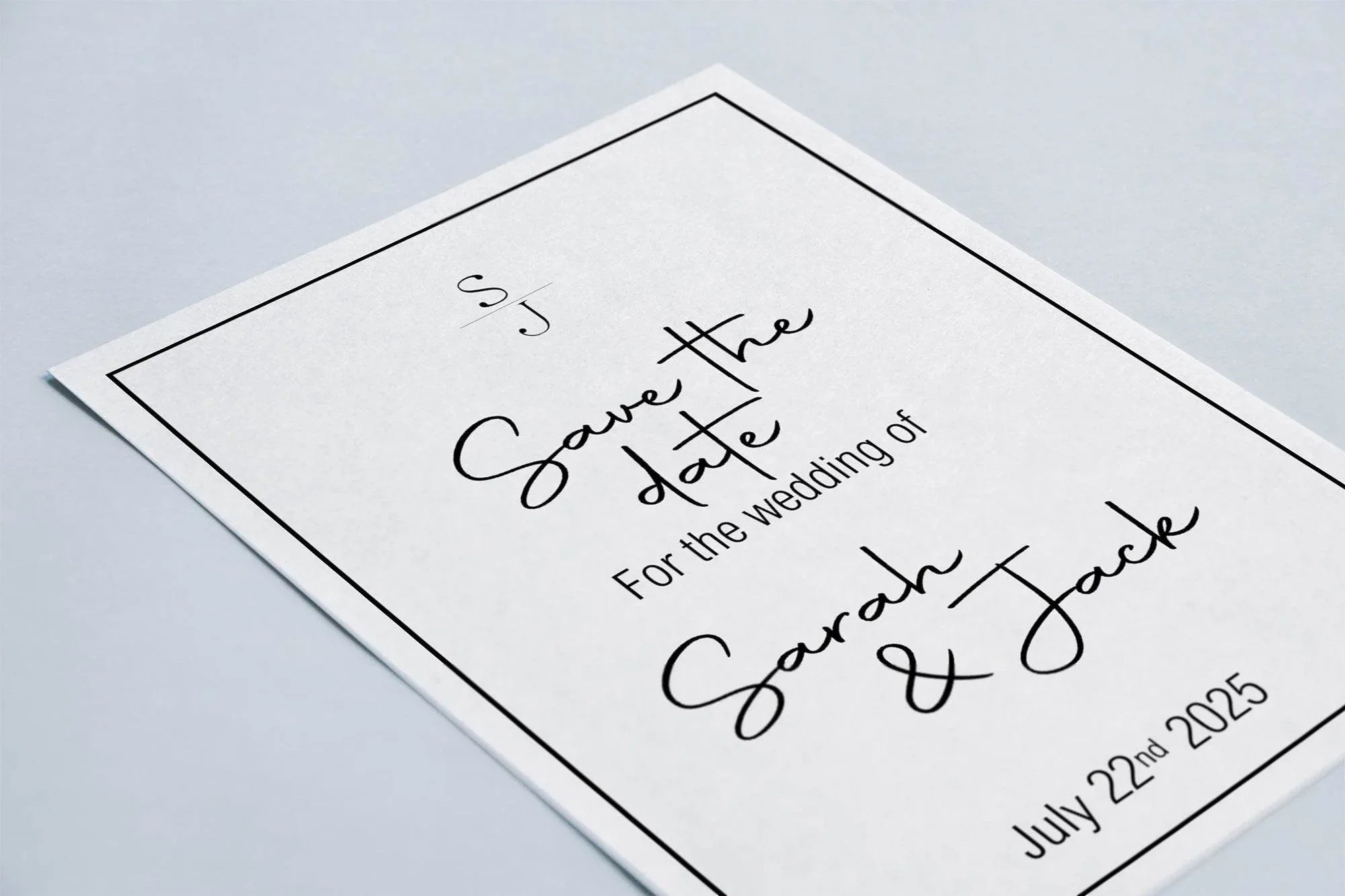 Minimalist Save The Date Wedding Party Cards & Envelopes | Pack of 10 - Larosier Prints