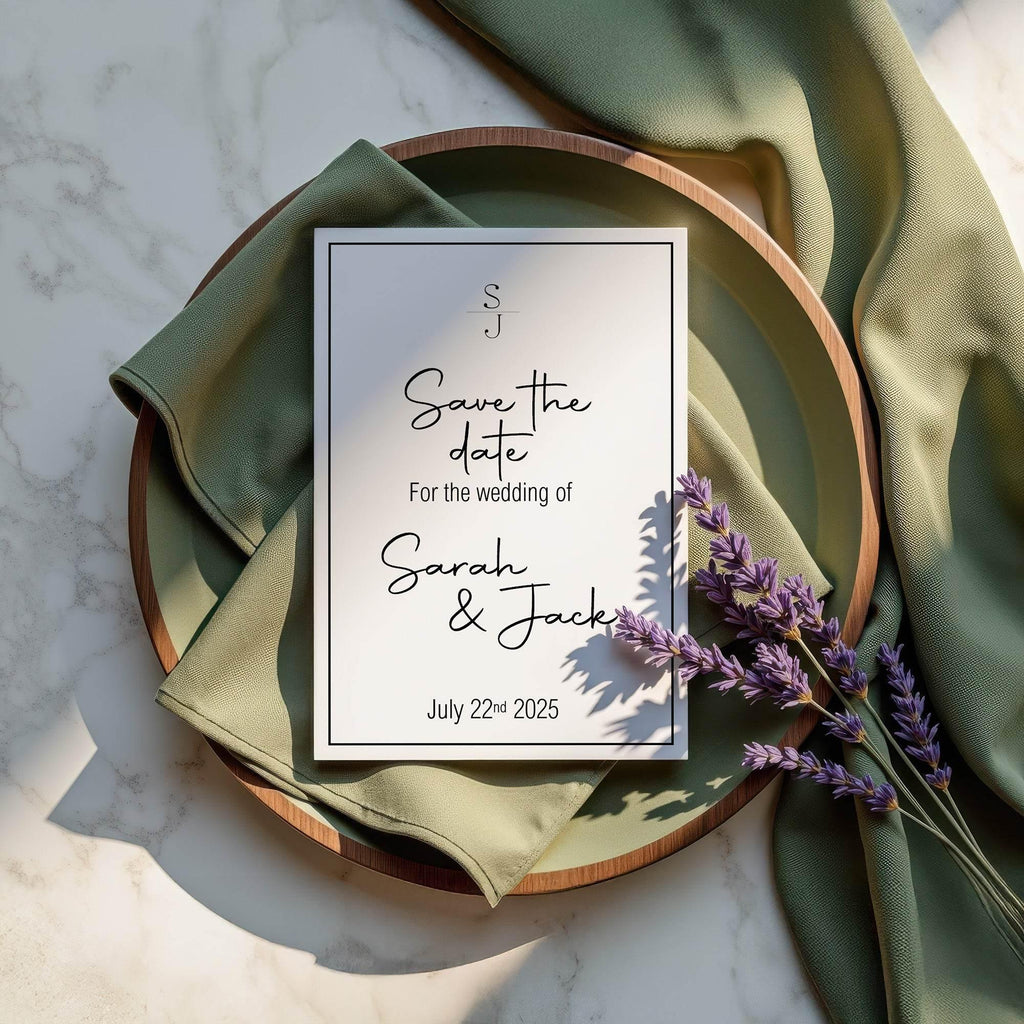 Minimalist Save The Date Wedding Party Cards & Envelopes | Pack of 10 - Larosier Prints