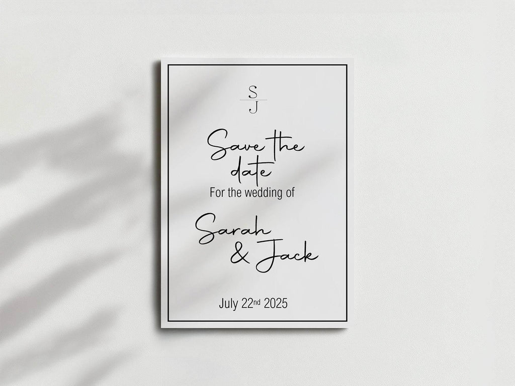 Minimalist Save The Date Wedding Party Cards & Envelopes | Pack of 10 - Larosier Prints