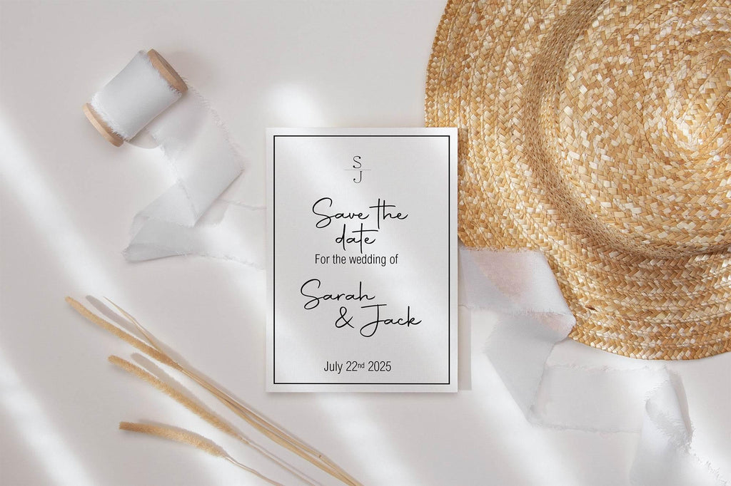 Minimalist Save The Date Wedding Party Cards & Envelopes | Pack of 10 - Larosier Prints