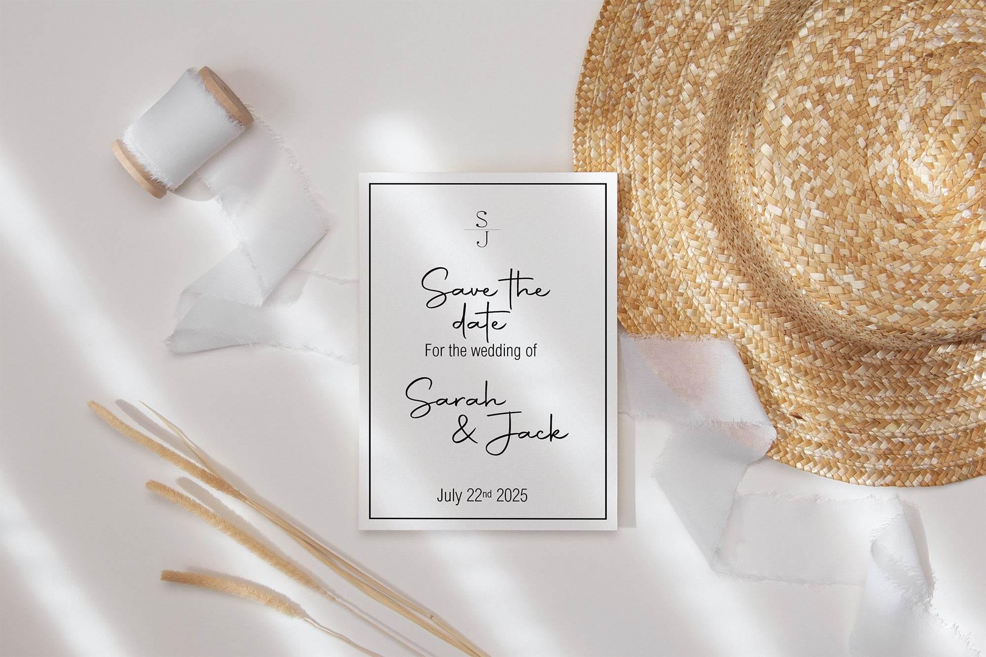 Minimalist Save The Date Wedding Party Cards & Envelopes | Pack of 10 - Larosier Prints