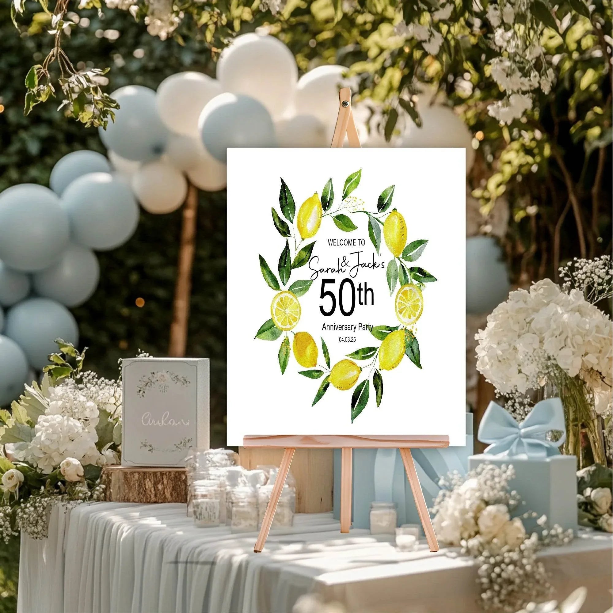 Lemon Welcome Anniversary Party Sign - Larosier Prints