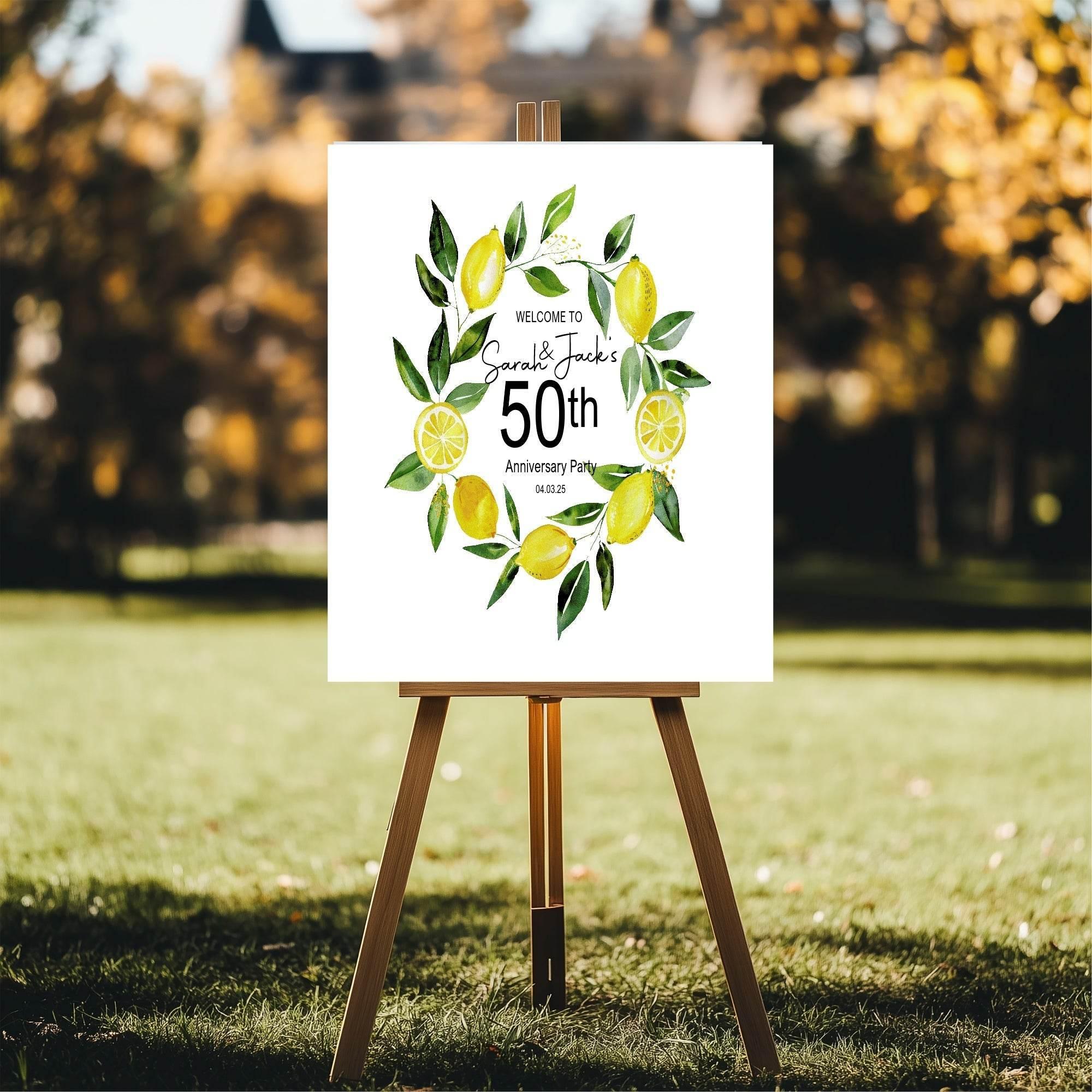 Lemon Welcome Anniversary Party Sign - Larosier Prints
