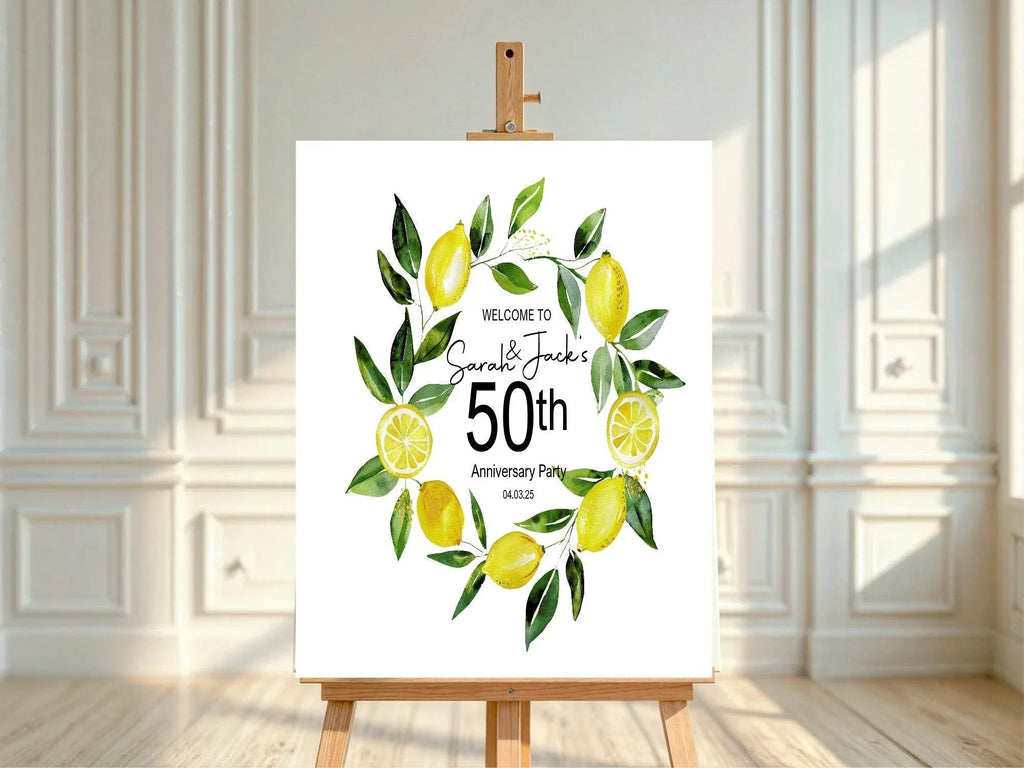 Lemon Welcome Anniversary Party Sign - Larosier Prints