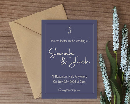 Sapphire Wedding Party Invitations & Envelopes | Pack of 10