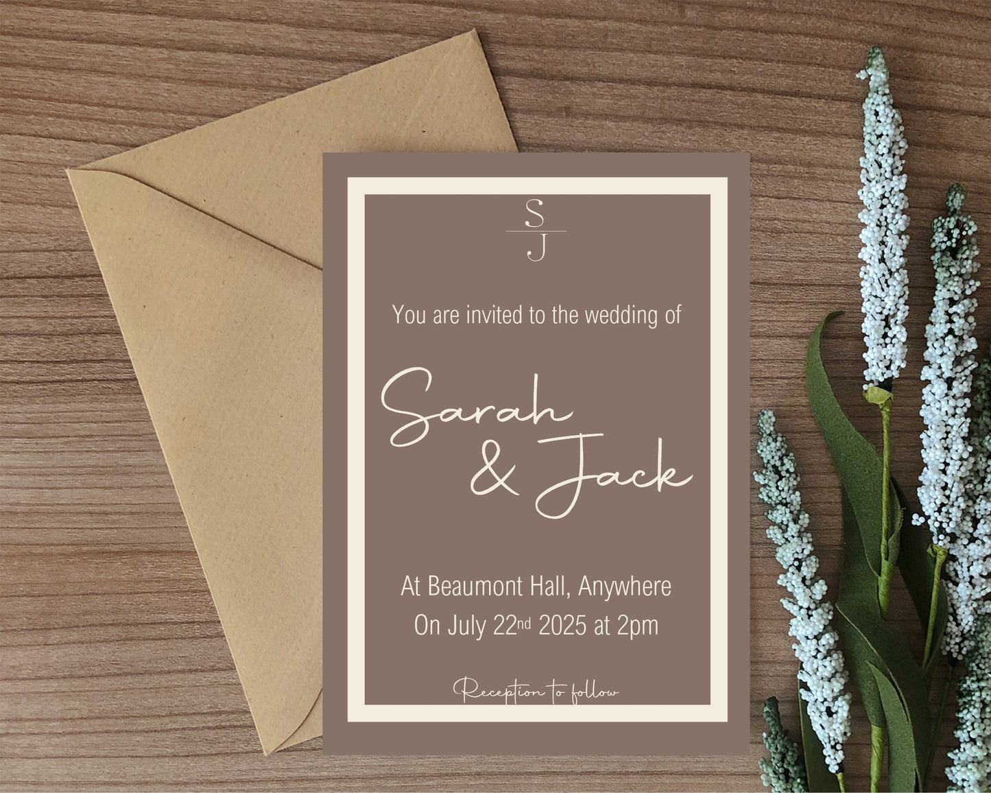 Earth Wedding Party Invitations & Envelopes | Pack of 10