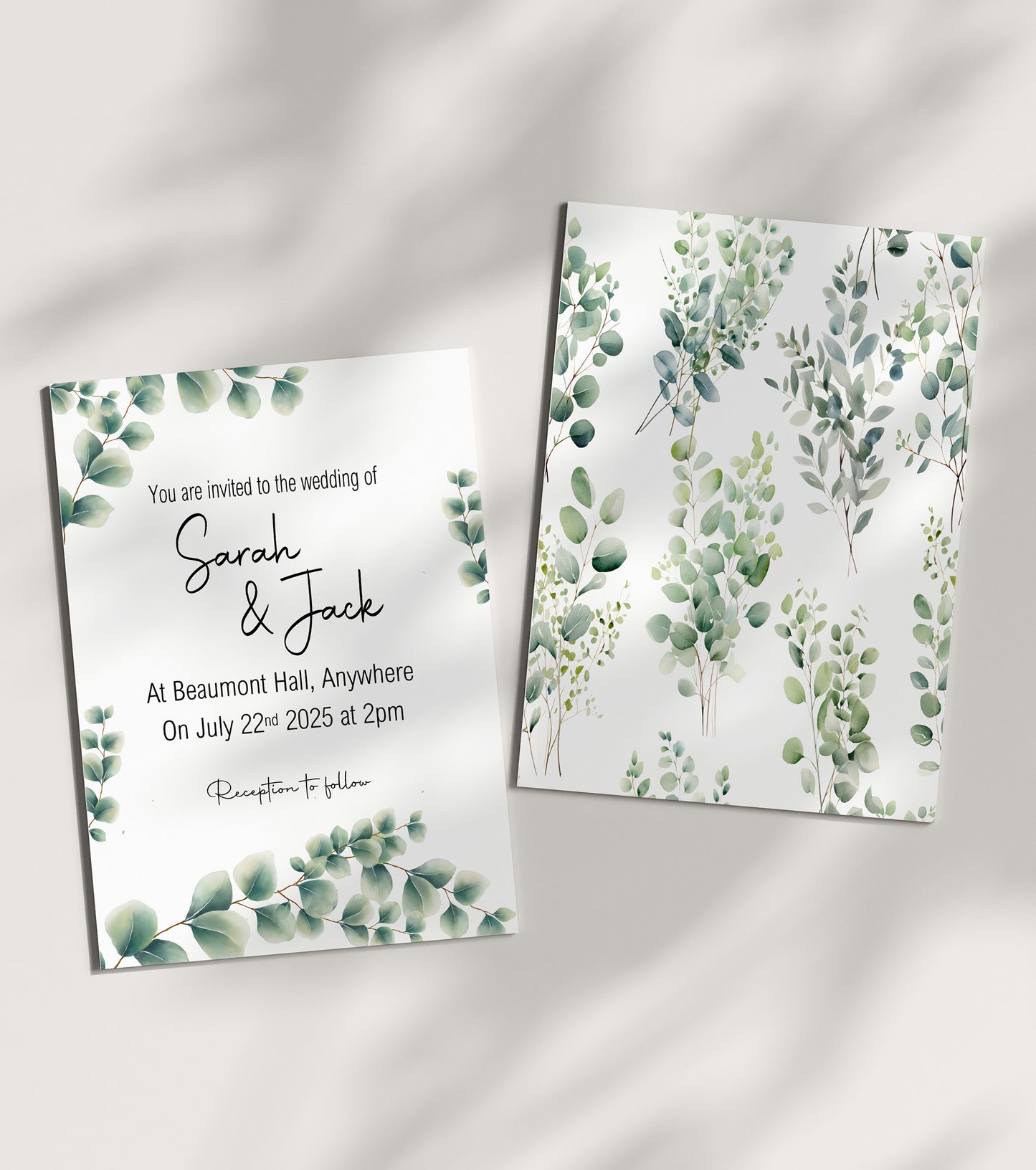 Eucalyptus Wedding Party Invitations & Envelopes | Pack of 10