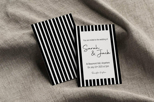 Black & White Stripe Wedding Invitation Suite - Larosier Prints