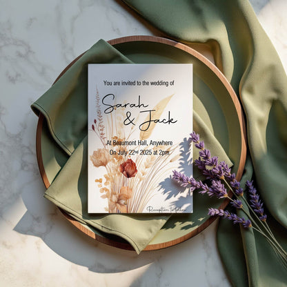 Boho Wedding Party Invitations & Envelopes | Pack of 10