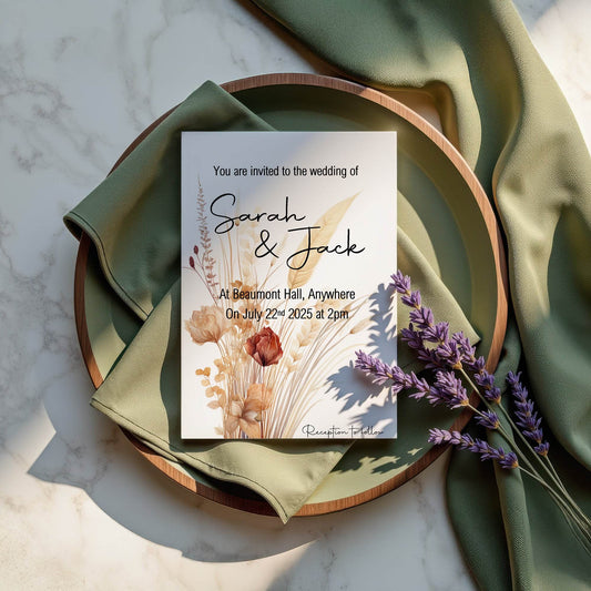 Boho Wedding Party Invitations & Envelopes | Pack of 10
