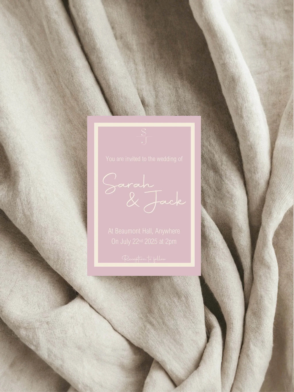 Dusky Pink Wedding Party Invitations & Envelopes | Pack of 10 - Larosier Prints