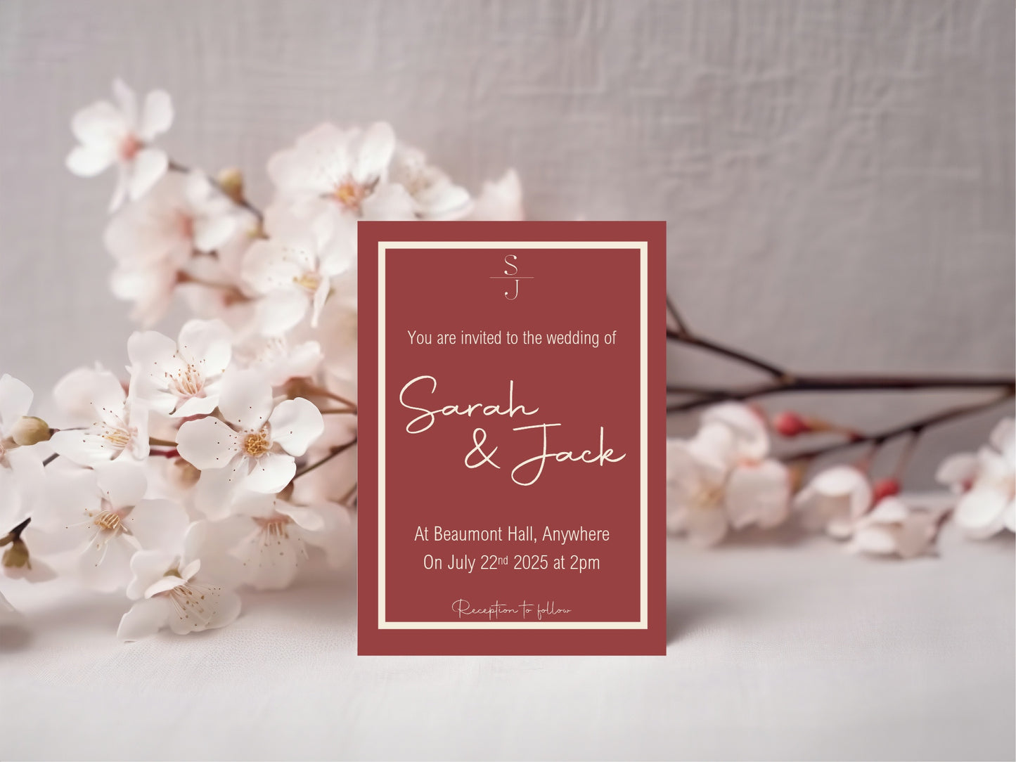 Rosewood Wedding Party Invitations & Envelopes | Pack of 10