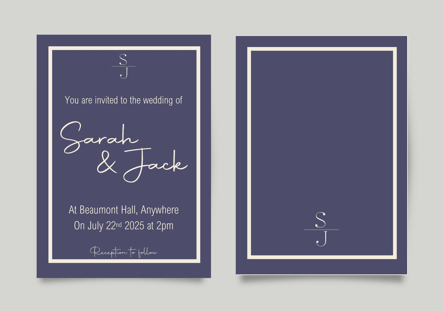 Sapphire Wedding Party Invitations & Envelopes | Pack of 10