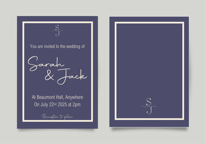 Sapphire Wedding Party Invitations & Envelopes | Pack of 10