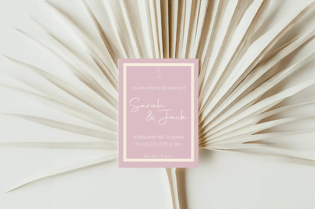Dusky Pink Wedding Party Invitations & Envelopes | Pack of 10 - Larosier Prints
