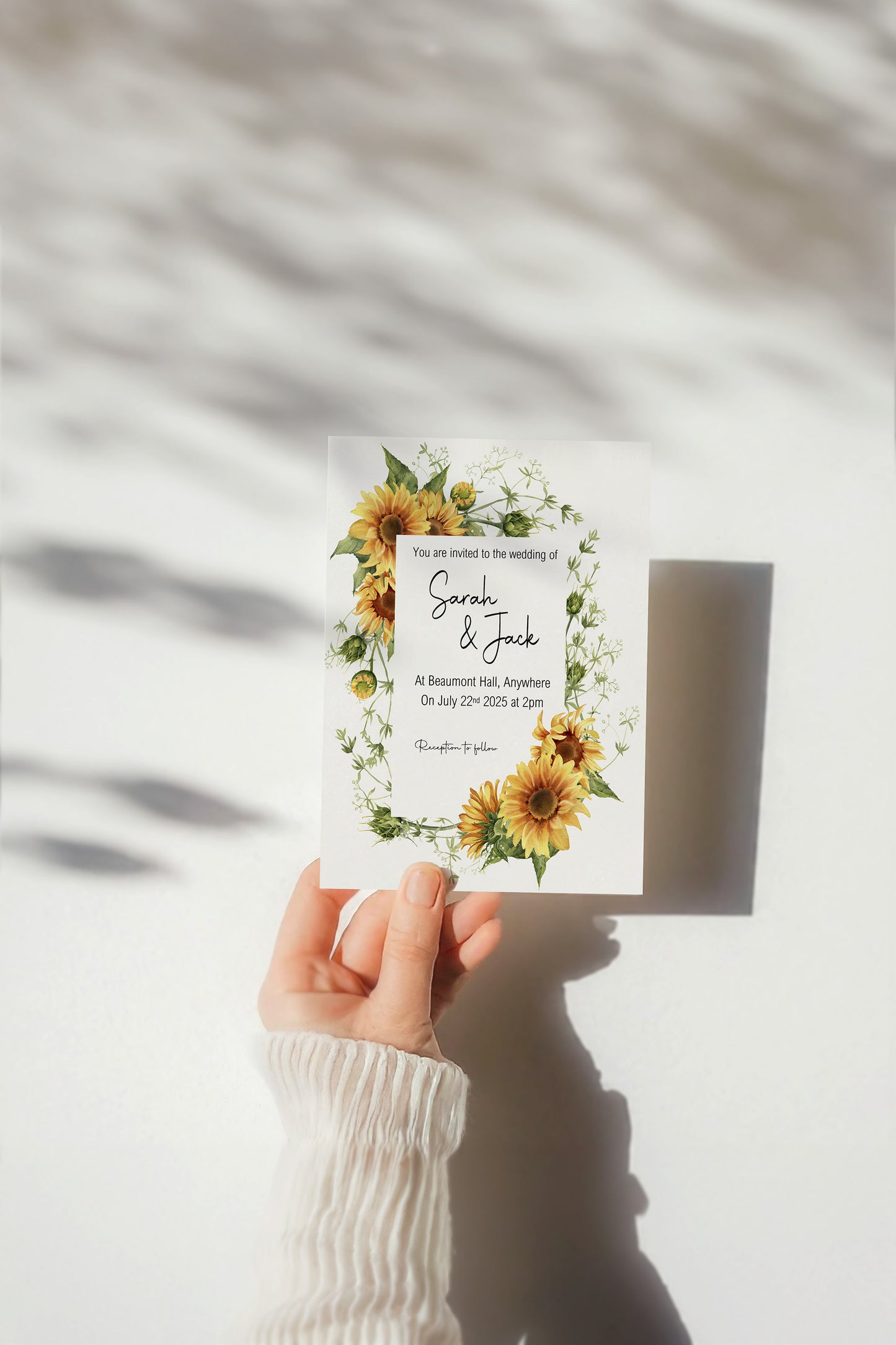 Sunflower Wedding Party Invitations & Envelopes | Pack of 10