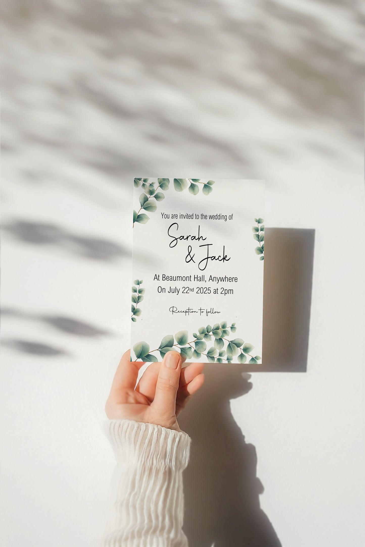 Eucalyptus Wedding Party Invitations & Envelopes | Pack of 10