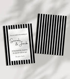 Black & White Stripe Wedding Invitation Suite - Larosier Prints