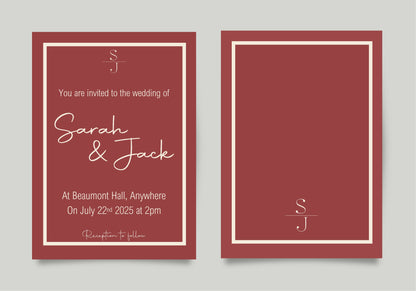 Rosewood Wedding Party Invitations & Envelopes | Pack of 10