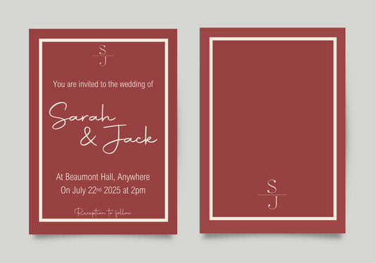 Rosewood Wedding Party Invitations & Envelopes | Pack of 10