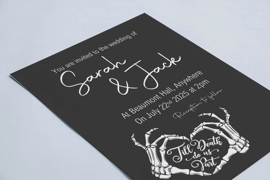 Gothic Wedding Party Invitations & Envelopes | Black & White | Pack of 10 - Larosier Prints