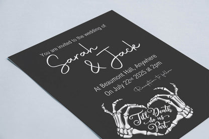 Gothic Wedding Party Invitations & Envelopes | Black & White | Pack of 10