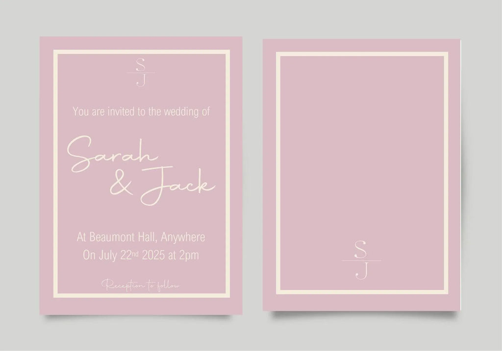 Dusky Pink Wedding Party Invitations & Envelopes | Pack of 10 - Larosier Prints