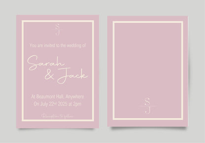 Dusky Pink Wedding Party Invitations & Envelopes | Pack of 10