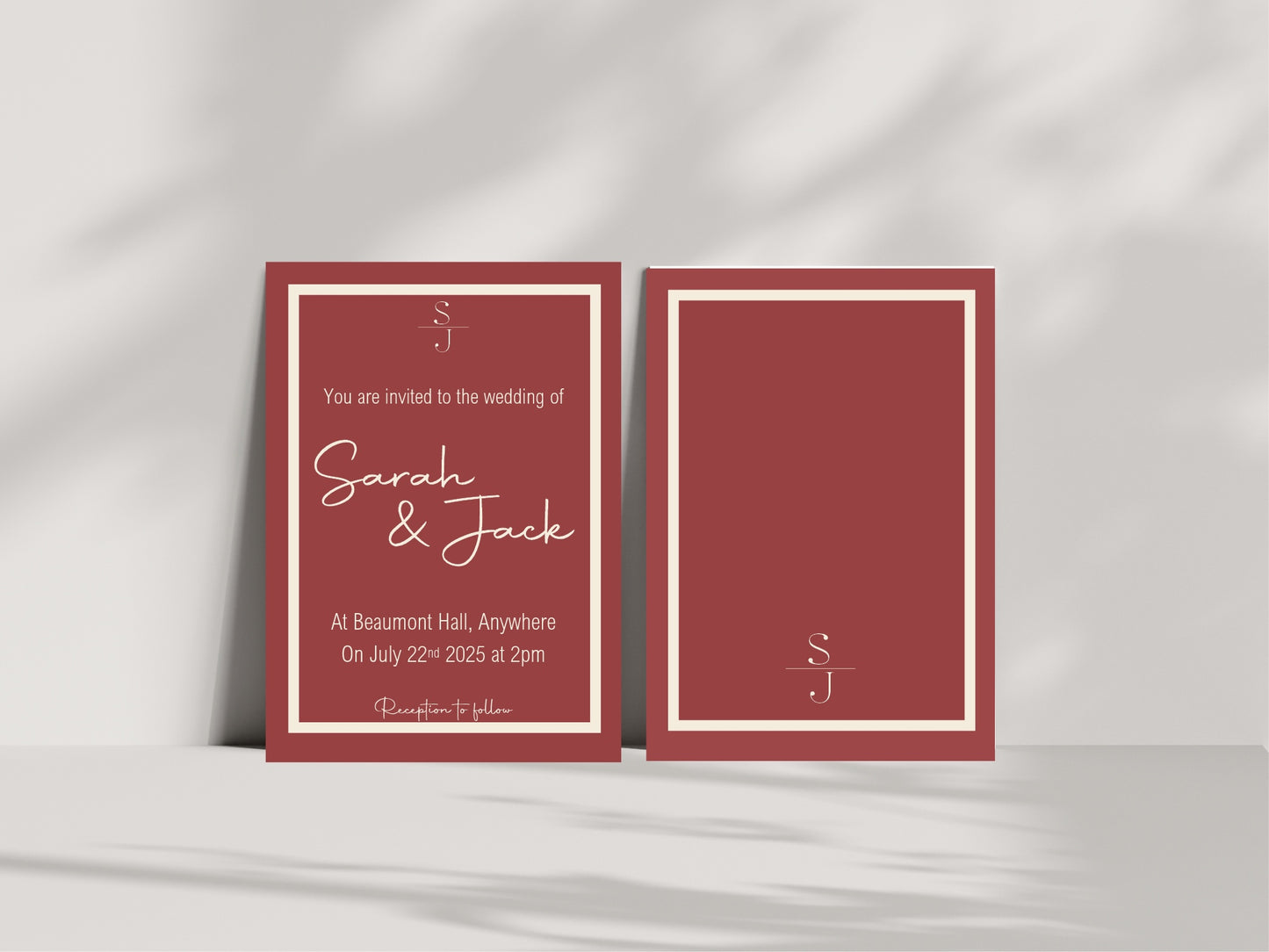 Rosewood Wedding Party Invitations & Envelopes | Pack of 10