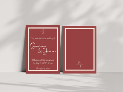 Rosewood Wedding Party Invitations & Envelopes | Pack of 10