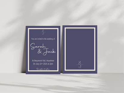 Sapphire Wedding Party Invitations & Envelopes | Pack of 10