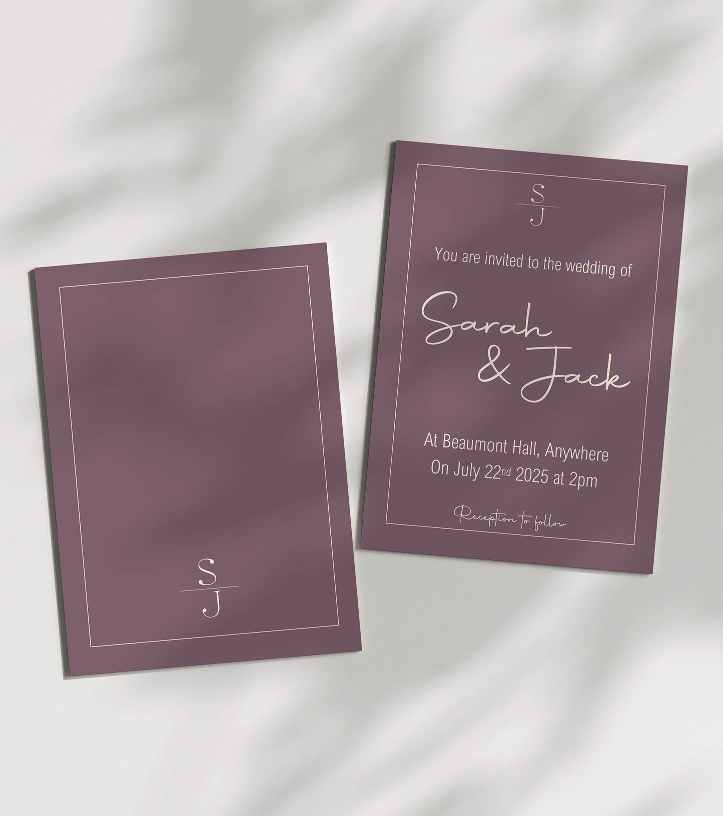 Heather Wedding Party Invitations & Envelopes | Pack of 10