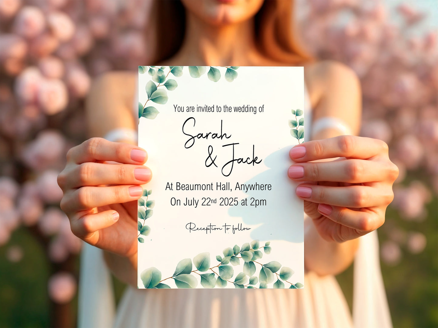 Eucalyptus Wedding Party Invitations & Envelopes | Pack of 10