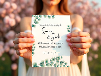 Eucalyptus Wedding Party Invitations & Envelopes | Pack of 10