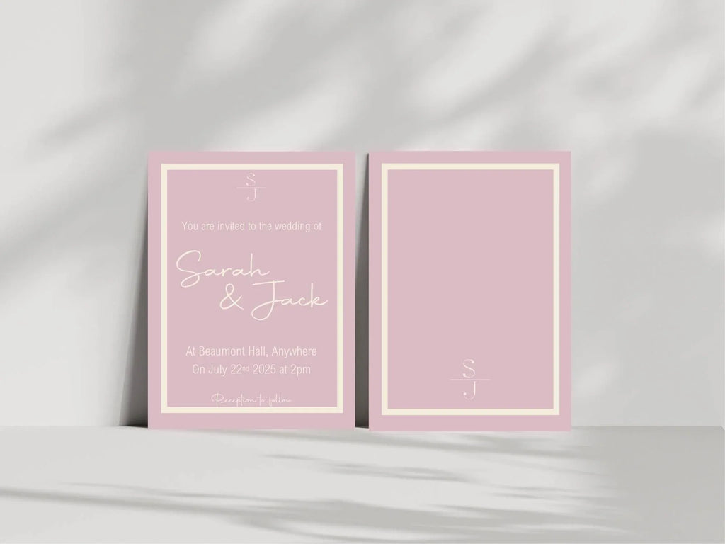 Dusky Pink Wedding Party Invitations & Envelopes | Pack of 10 - Larosier Prints
