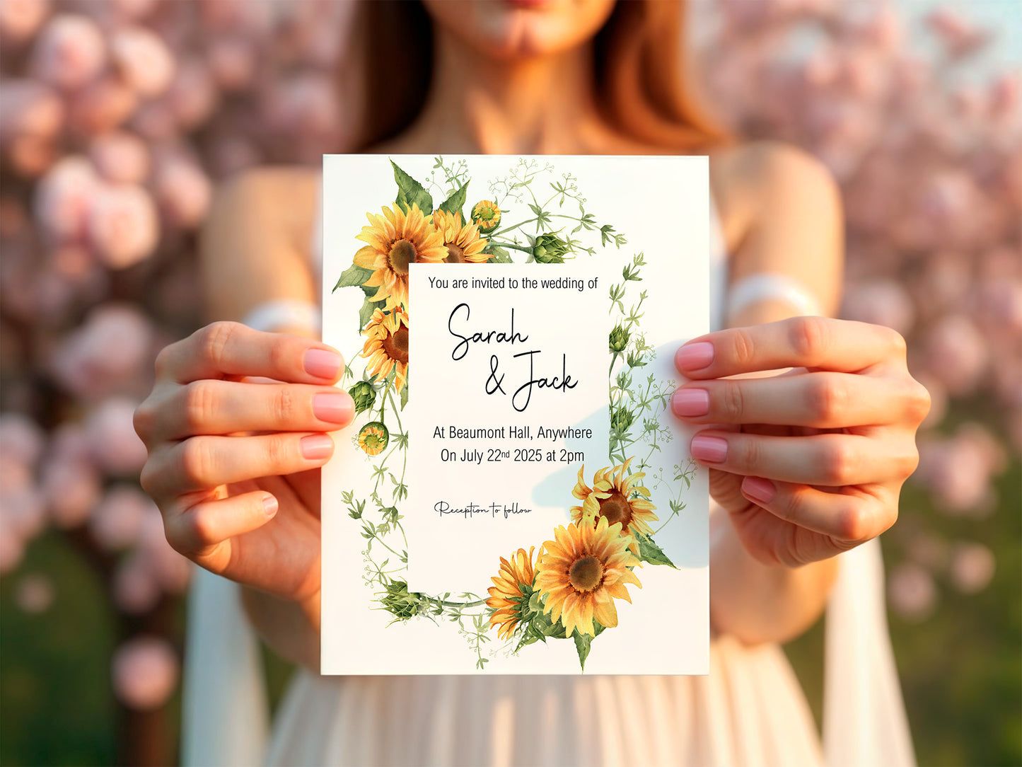 Sunflower Wedding Party Invitations & Envelopes | Pack of 10